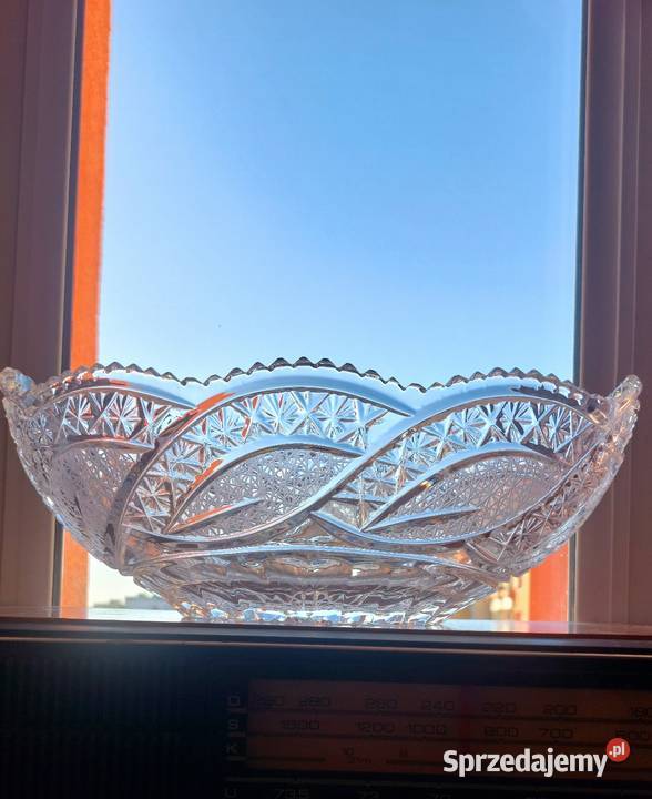 Piękna duża gondola kryształowa PRL Wrocław