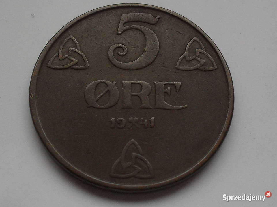 Moneta Norwegia Haakon VII 5 re 1941 dolnośląskie Wrocław