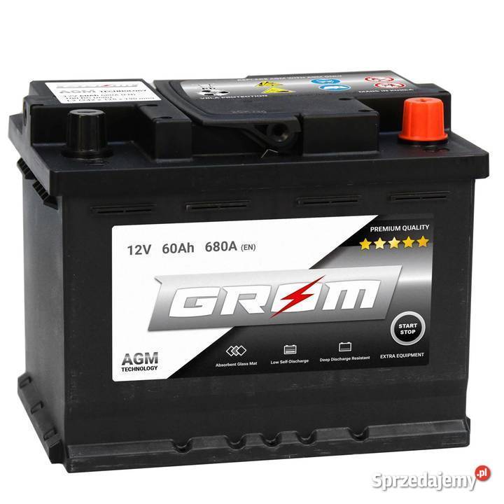 Akumulator GROM AGM STARTSTOP 60Ah 680A Prawy osobowe łódzkie Piotrków Trybunalski