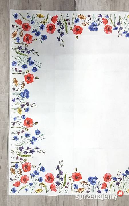 Serwetka w czerwone maki na białym tle 80x80 Chrzanów sprzedam