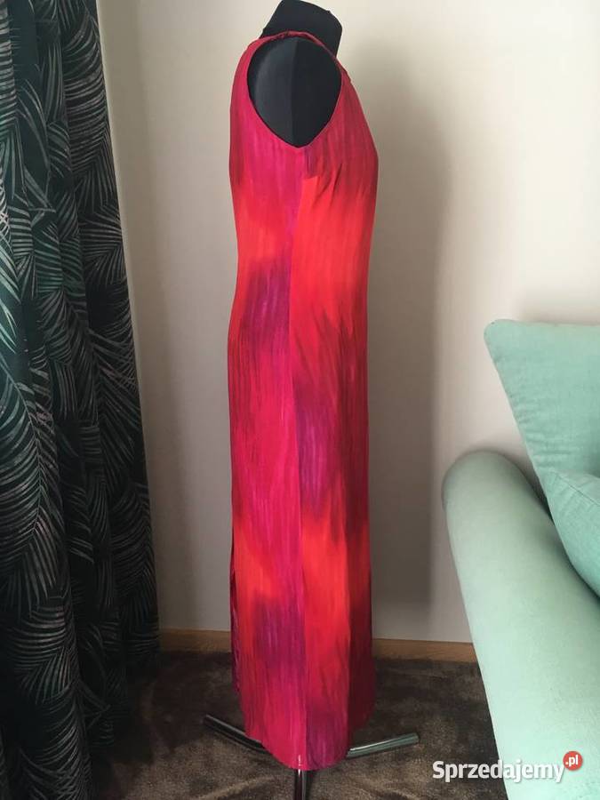 Nowa długa sukienka CA czerwona fuksja wiskoza M Długość Maxi Nisko