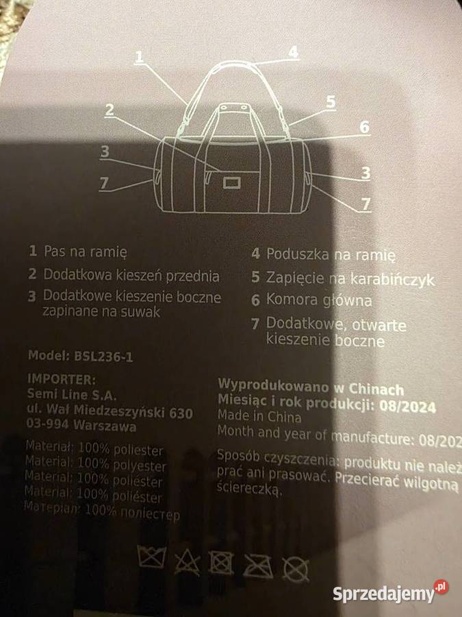 Torba sportowa czarna Semi Line 54x30x30 wygodny Białystok