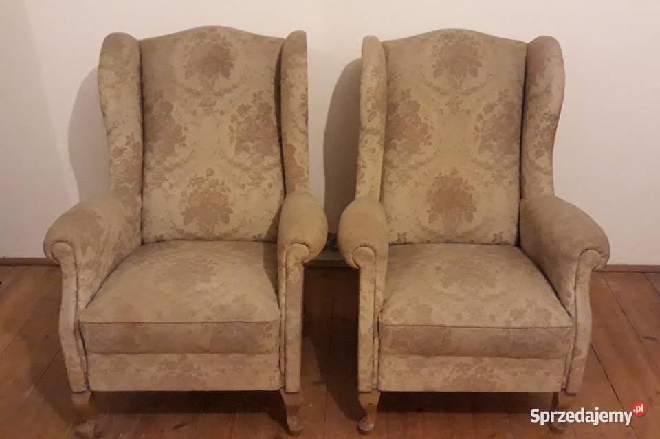 Dwa fotele uszaki solidne wykonanie lat 80 Warszawa