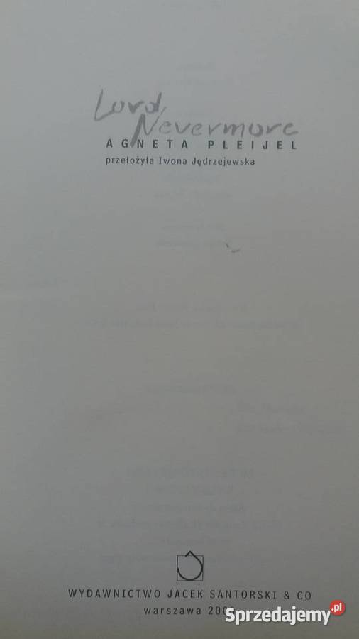 Lord Nevermore Agneta Pleijel książki unikatowe