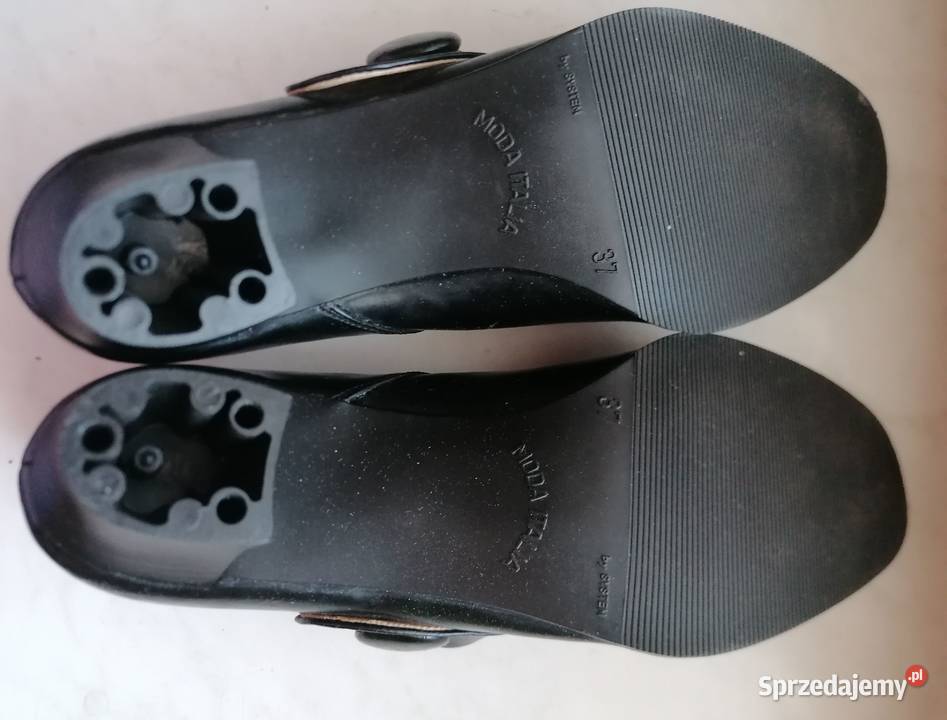 Czarne skórzane półbuty 37Moda Italia Łódź sprzedam