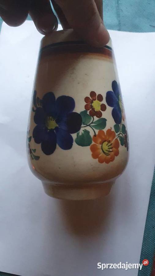 Fajansowy wazon Włocławek 1970 Sygnowany Ręcznie