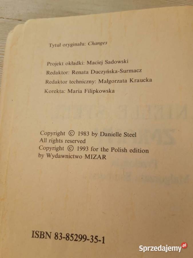 Zmiany Danielle Steel NOVUM 1993 Bielsko-Biała sprzedam
