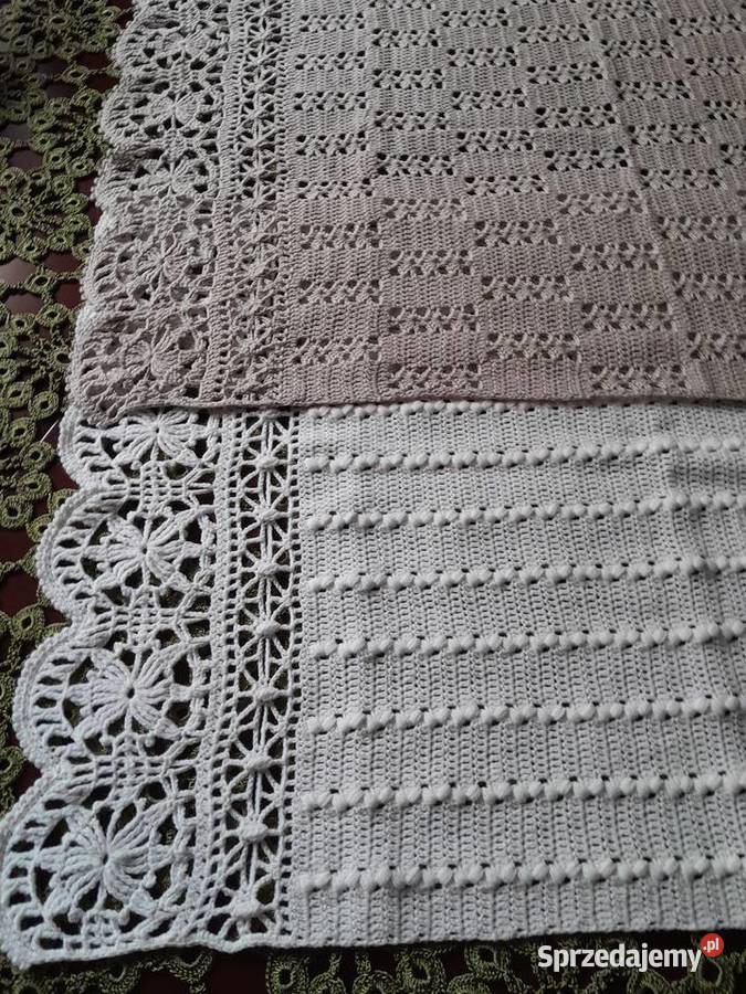 Kocyk wełna merino 100 koronka HAND MADE