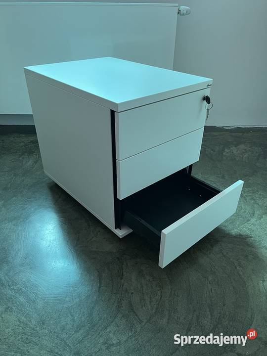 Biały kontenerek pod biurko na kółkach z 54cm Żernica sprzedam