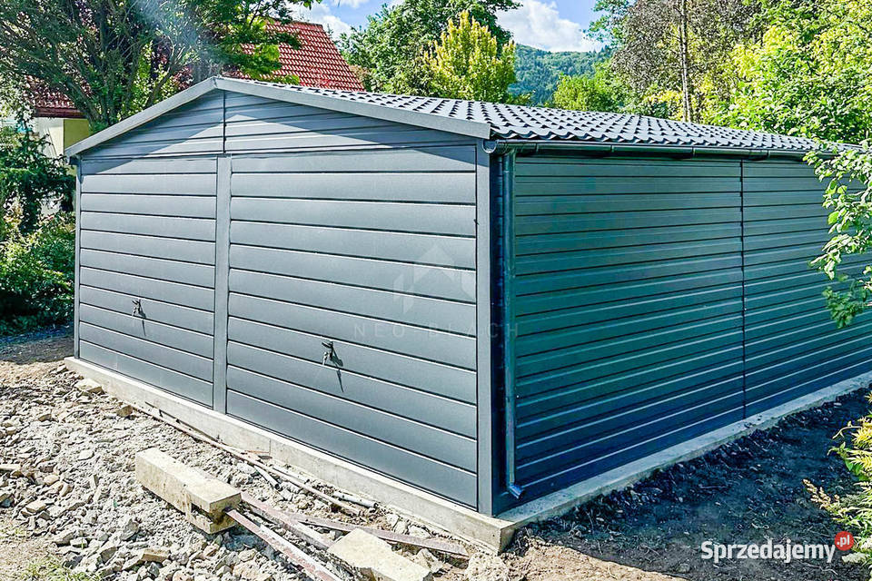 Garaż Blaszany 6x58m 2x Brama Uchylna Rynny Legnica