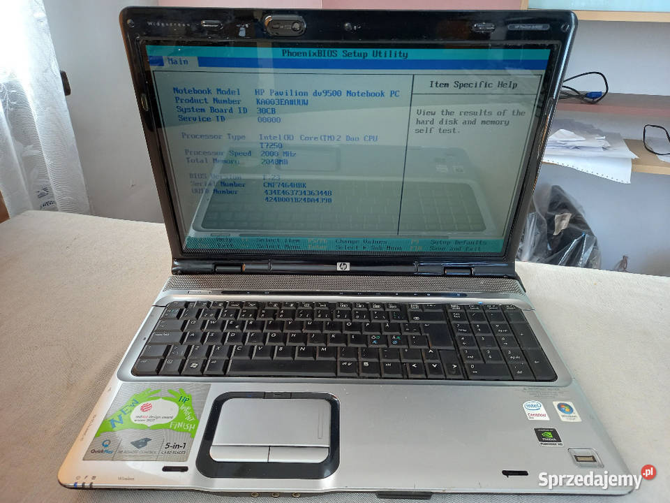 Laptop HP Pavilion dv9500 Tomaszów Lubelski sprzedam