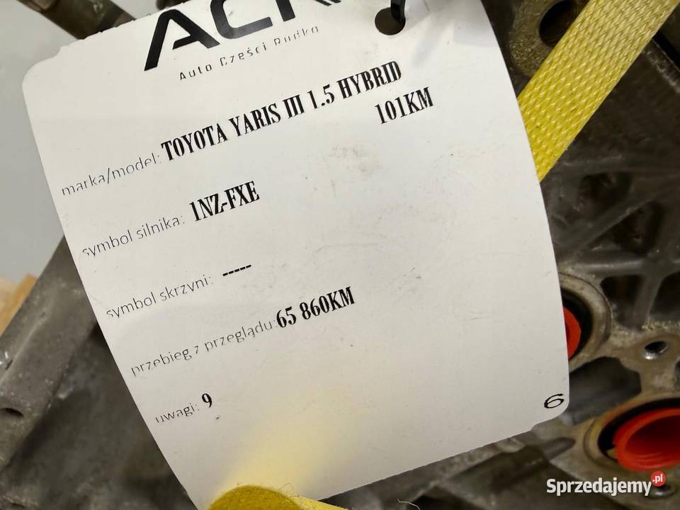SILNIK Toyota Yaris III 15 16V H HYBRYDA 101 1NZ osobowe Chełm