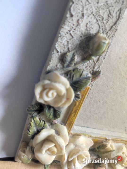 dekoracyjna stara ramka na zdjęcia z motywem róż Antyki, Sztuka, Kolekcje Kielce