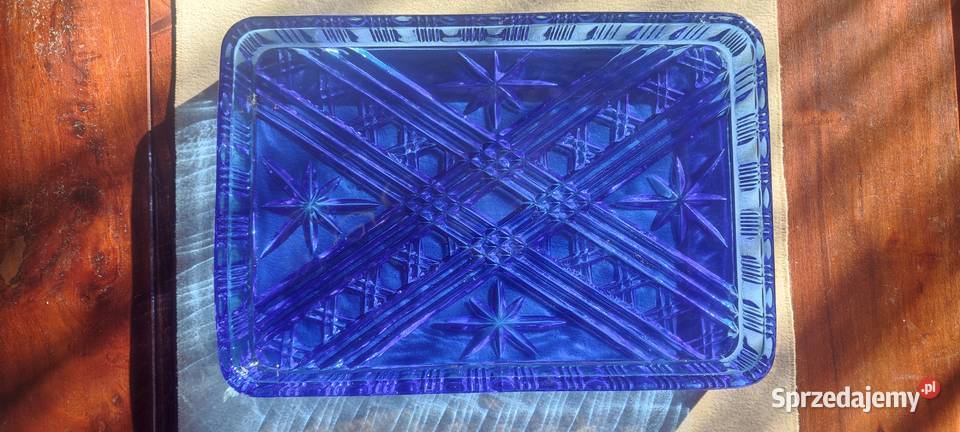 Taca patera szkło barwione kobaltowe 2kpl Patery Bydgoszcz