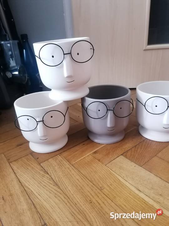 Doniczka kształt głowy z okularami pomorskie Gdańsk sprzedam