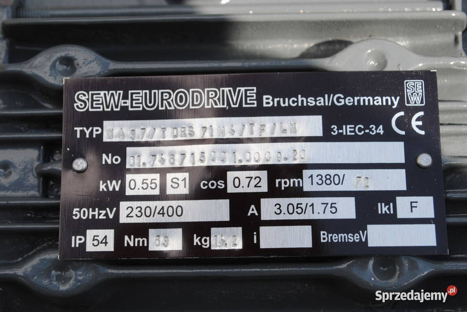 Motoreduktor kątowy 055kw 72obrmin firmy SEW