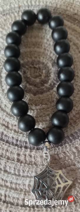 Bransoletka z koralików onyksowych z zawieszką Sosnowiec