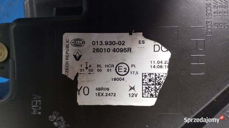 LAMPA PRAWY PRZÓD EUROPA FULL LED RENAULT CAPTUR osobowe Nowy Tomyśl