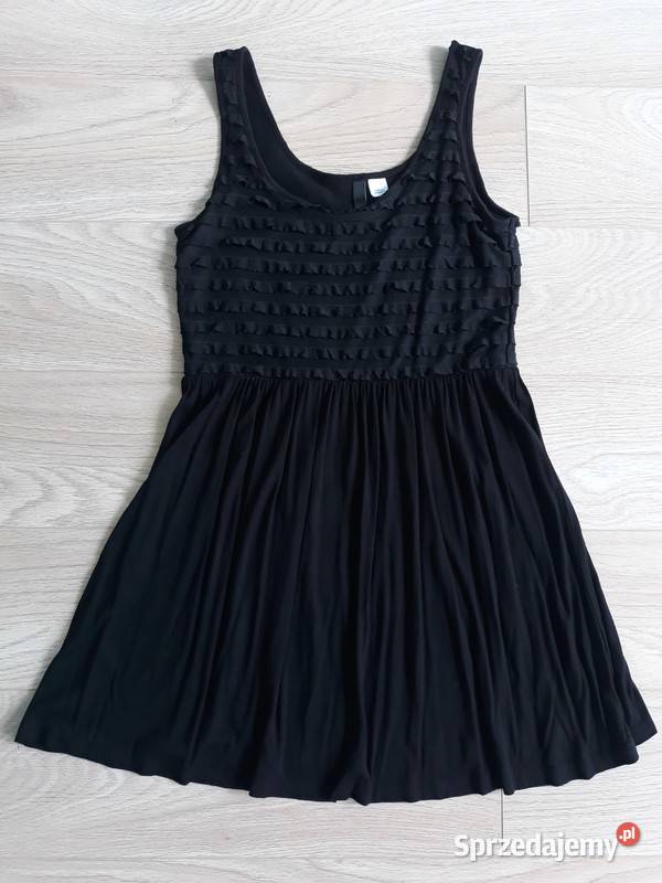 Czarna zwiewna sukienka z falbankami H&M Kraków