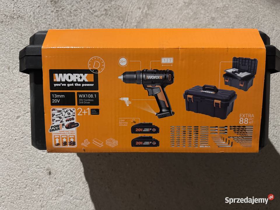Wkrętarka akumulatorowa WORX WX1081 20V 45Nm LED podlaskie Pełch