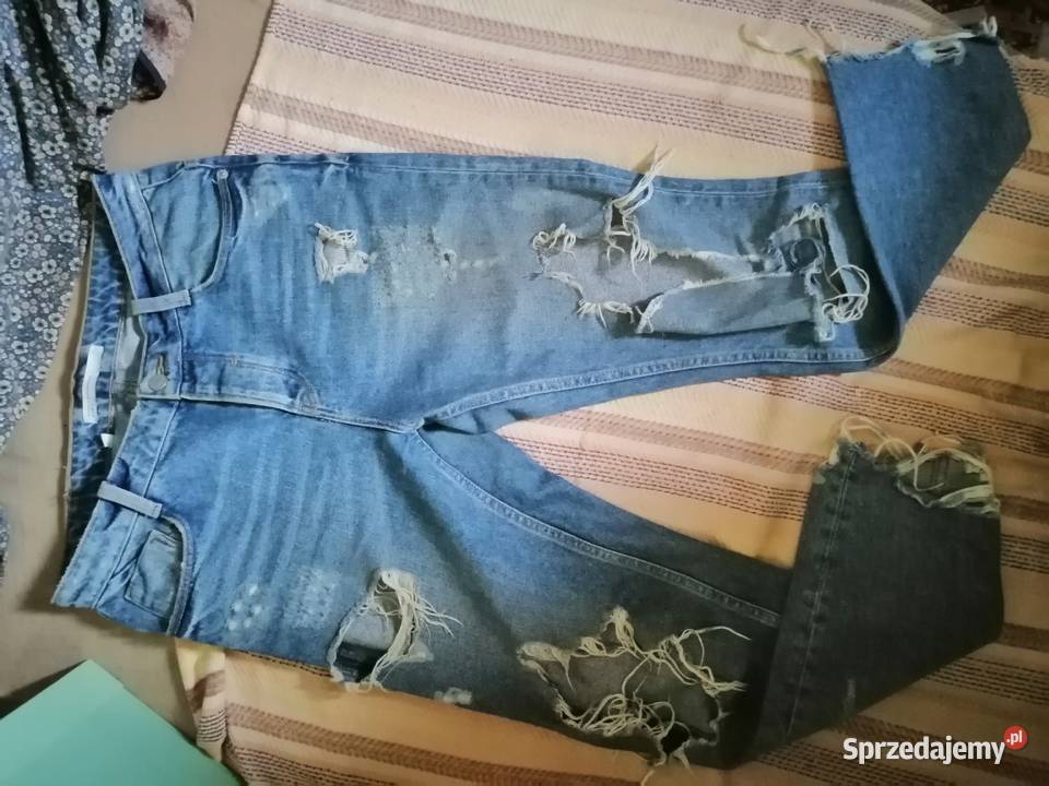 NOWE spodnie ZARA dżinsy Ripped jeans boyfriendy Bez wzoru Leszno