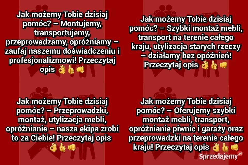 Transport przeprowadzki utylizacje montaże Ty Częstochowa