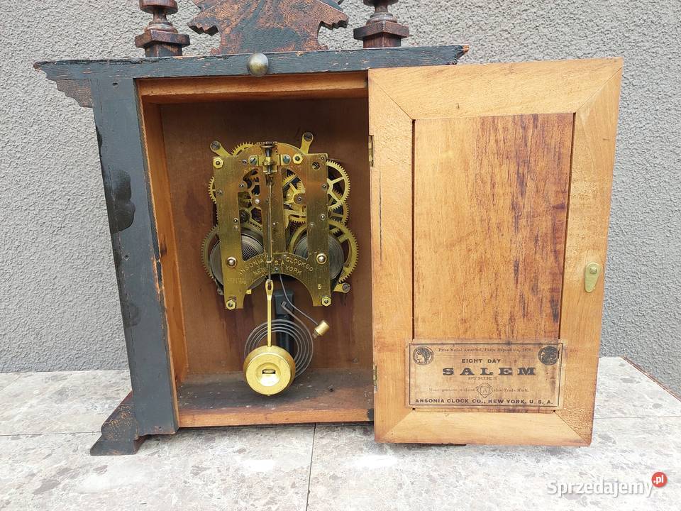 Zabytkowy zegar kominkowy Ansonia Salem USA