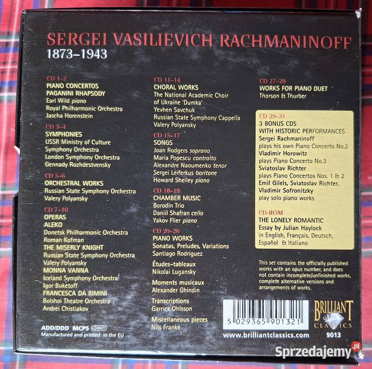 Rachmaninow Complete Works 31Cd CDRom Kraków sprzedam