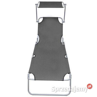 vidaXL Składany leżak z daszkiem stalowy Leżaki i leżanki Warszawa