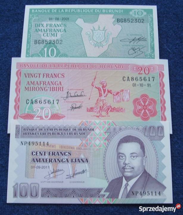 BURUNDI Kolekcjonerskie Banknoty Zestaw 3 sztuki śląskie Katowice sprzedam