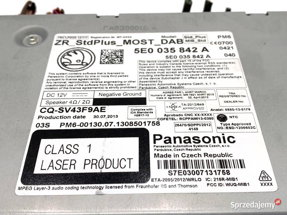 CZYTNIK NAWIGACJI SKODA OCTAVIA III 5E0035842A Nawigacje fabryczne