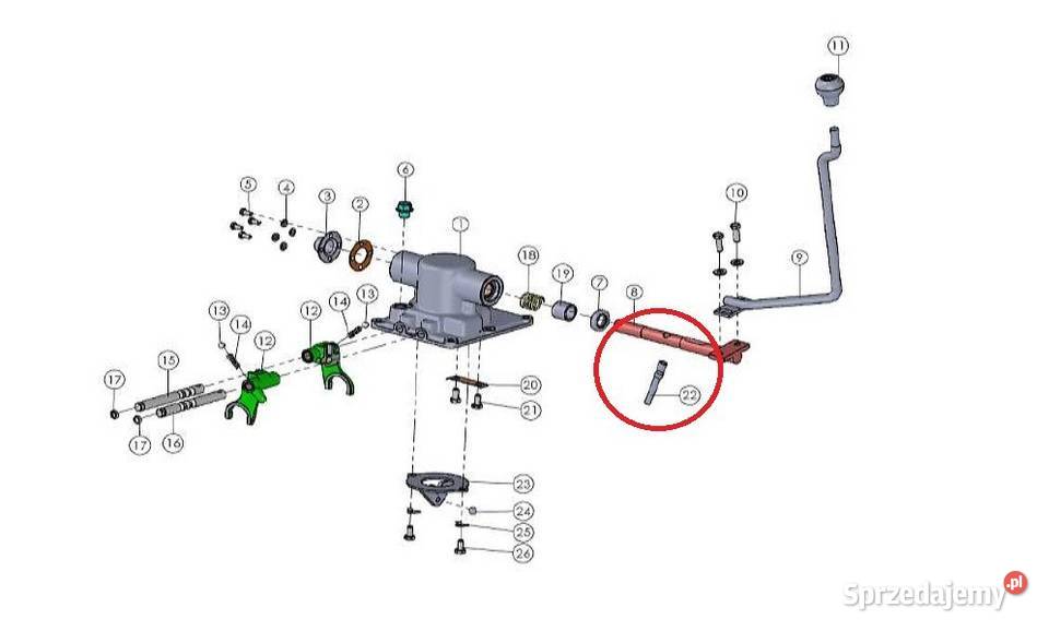 Sworzeń 70mm środkowy drążka zmiany biegów Skrzynia biegów Tajęcina