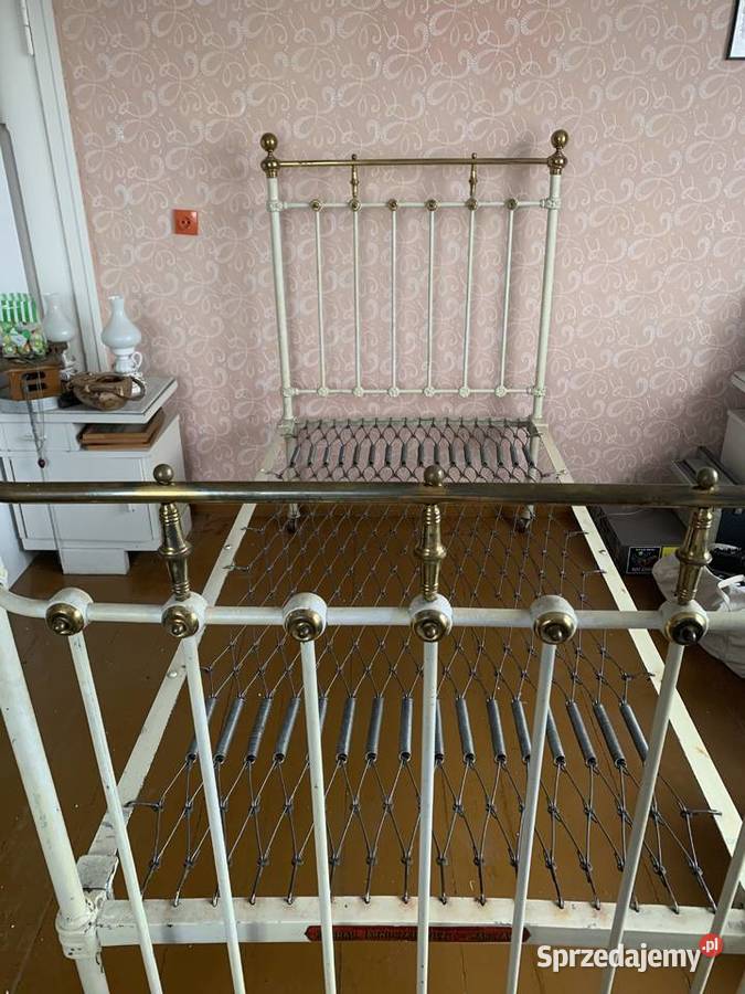 Antyczne Łóżko Metalowo Mosiężne Pinczyn