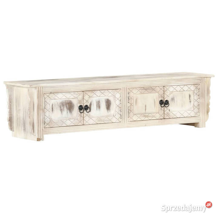 Szafka pod TV biała 140x30x35 lite drewno mango Warszawa
