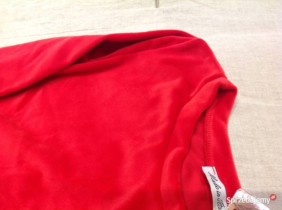 Crop Top czerwony r XS aksamit nowy Nowa Sól