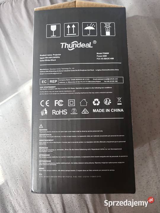 LED projector Thundeal TD80W white black Otwock