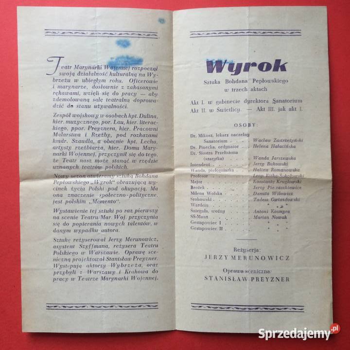 1949 Program Teatru Marynarki Wojennej sprzedam
