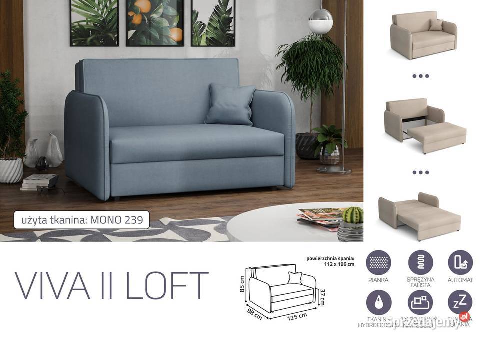 SofaKanapa Viva II Loft Darmowa dostawa tkanina łódzkie