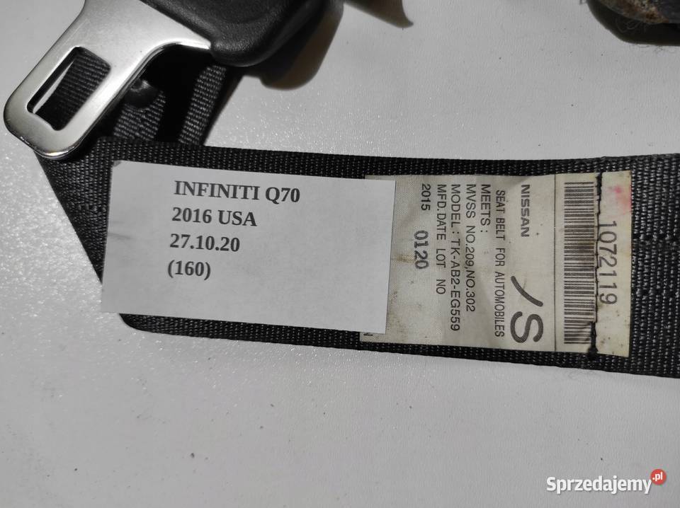 PAS BEZPIECZEŃSTWA TYŁ INFINITI Q70 M35 M37 M56 wielkopolskie Nowy Tomyśl