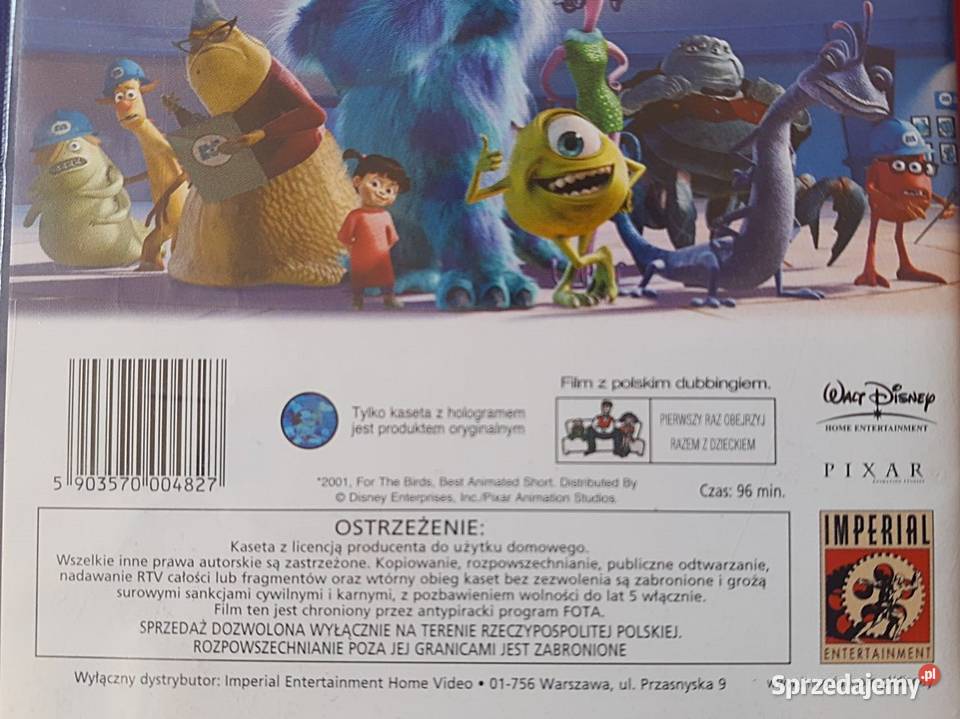 Potwory i Spółka Pixar Walt Disney film VHS Białystok