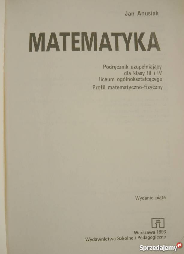 MATEMATYKA III IV ANUSIAK JAN mazowieckie