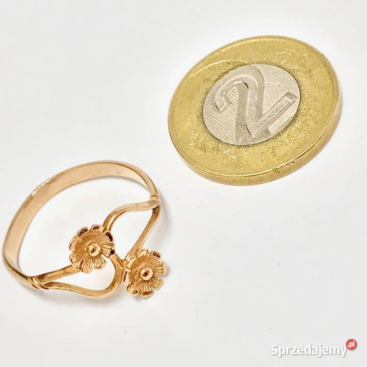 Złoty PIERŚCIONEK 14K piękne KWIATY GUSTOWNY złote mazowieckie Warszawa