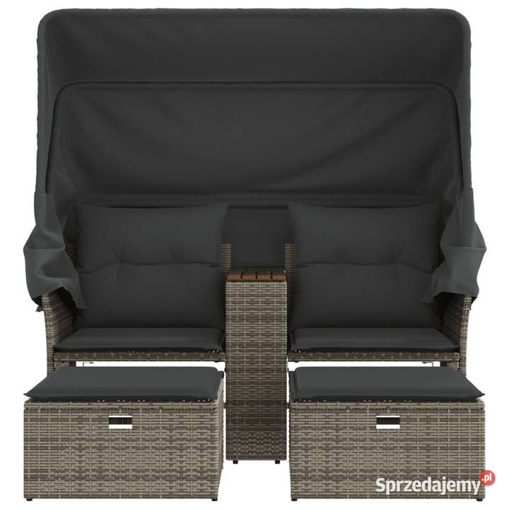 2os sofa ogrodowa z daszkiem i podnóżkami szara Krzesła ogrodowe Warszawa