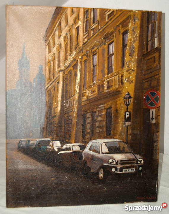 Olejny obraz Krakowa ,sygnowany M.Łozińska