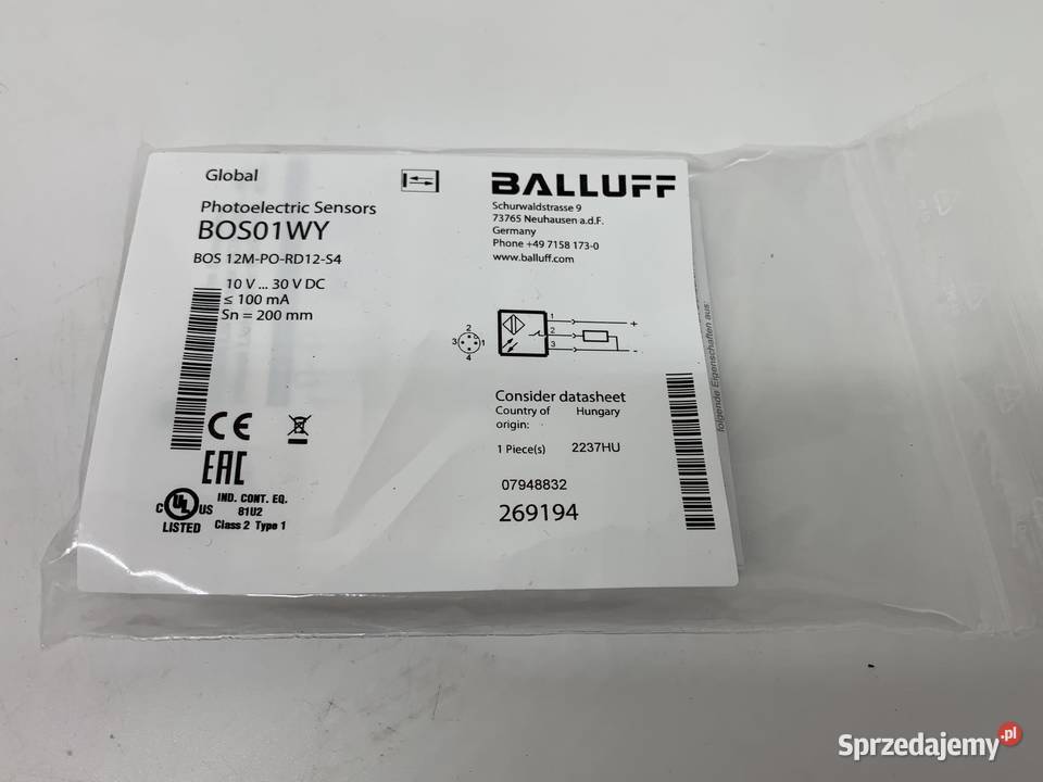 Balluff BOS 12MRD12S4 BOS01WY Photoelectric mazowieckie