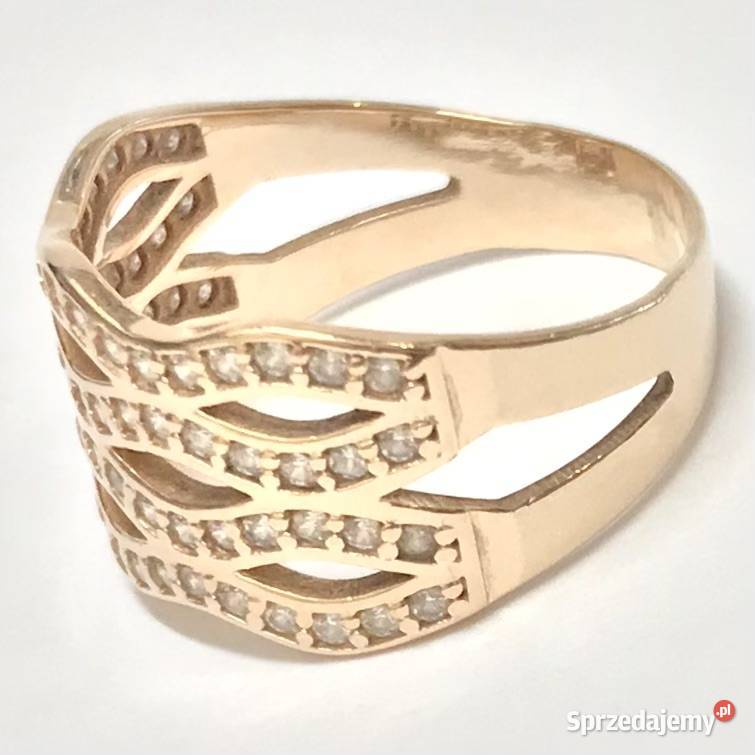 Złoty PIERŚCIONEK 585 14K RÓŻOWE złoto KAMIENIE Warszawa sprzedam