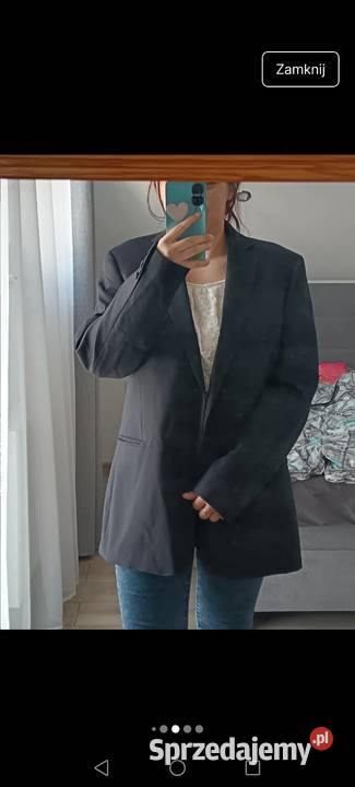 Marynarka czarna oversize o męskim kroju podkarpackie Krosno