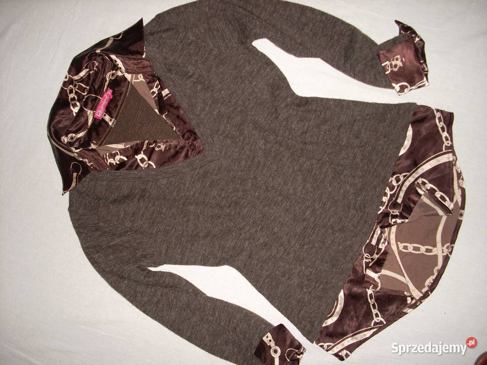 Sweter Koszula 2w1 Łańcuchy Brąz Wełna 36 38 długi Bluzki i koszule