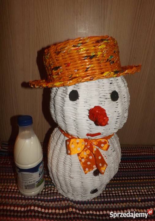 Koszyk bałwan w pomarańczowym kapeluszu wiklina Lublin sprzedam