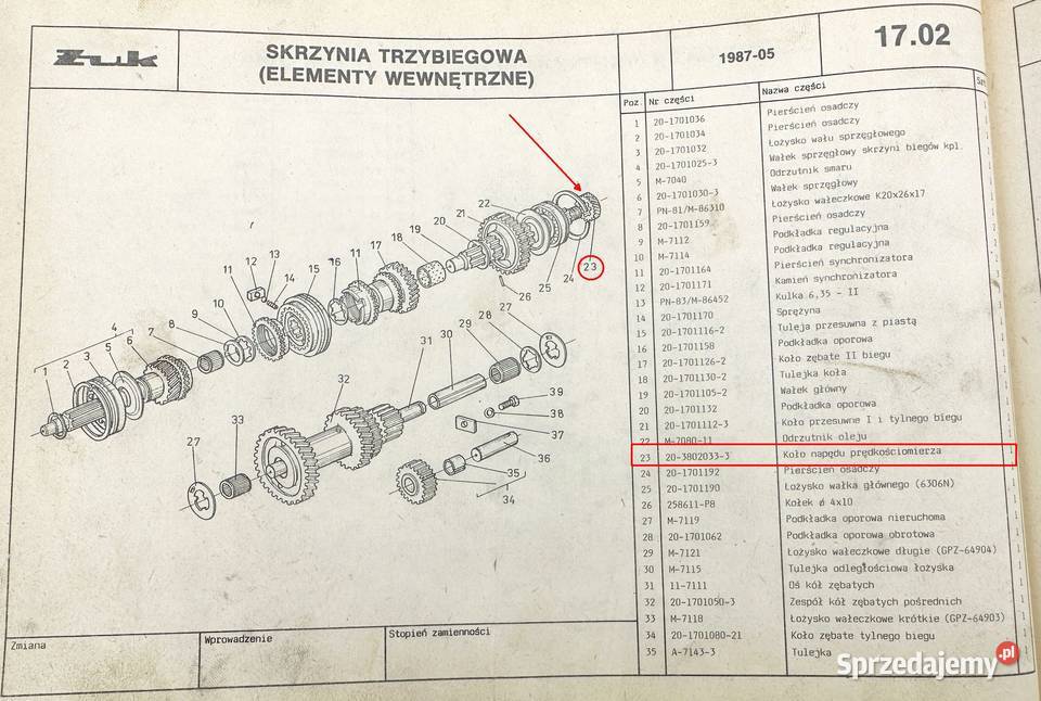 Koło zębate napędu prędkościomierza skrzyni III dostawcze Żary